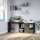 MDF Adjustable L-Shaped Computer Desk Workstation Corner PC Table Home Office Functional Spacious Modern Stylish-Black