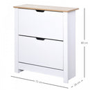 HOMCOM Narrow Shoe Cabinet, Space Saving Shoe Storage Cabinet with 2 Flip Drawers and Adjustable Shelves for 12 Pairs of Shoes for Hallways and Living Room, White