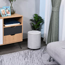Linen Upholstered Round Ottoman Stool Grey