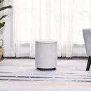 Linen Upholstered Round Ottoman Stool Grey