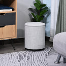 Linen Upholstered Round Ottoman Stool Grey