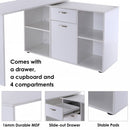 Dual-Use Adjustable L-Shaped Computer Desk Laptop Workstation Corner PC Table Home Office Functional Spacious Modern Stylish-White