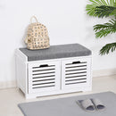 MDF Entryway 2-Drawer Shoe Bench White/Grey