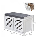 MDF Entryway 2-Drawer Shoe Bench White/Grey