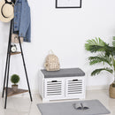 MDF Entryway 2-Drawer Shoe Bench White/Grey