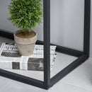 Industrial Style Entryway Console Table Desk with Drawers, Toughened Glass Shelf, 3D Wood Grain