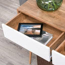 Console Table Sofa Side Desk with 2 Drawers Solid Pine Wood Legs for Living Room Entryway Bedroom Brown and White