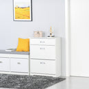 Tipping Shoe Cabinet Storage Rack Entryway Organizer with 2 Pull-Down Doors and Drawer Adjustable Shelf for Hallway Porch Narrow Space White Hall Flip Drawers Entry 16 Pairs