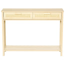 Console Sofa Table Hallway Side Desk with Storage Shelf Drawer for Entryway Living Room Bedroom Natural 2 Drawers