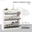 Shoe Cabinet with 3 Drawers Storage Cupboard Tipping Bucket with Flip Door Glass Top Adjustable Shelf Large-Capacity for 14 Pairs Grey w/