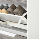 Shoe Cabinet with 3 Drawers Storage Cupboard Tipping Bucket with Flip Door Glass Top Adjustable Shelf Large-Capacity for 14 Pairs Grey w/