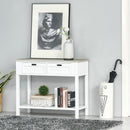 Console Table with 2 Drawers and Storage Shelf, Vintage Distressed Sofa Table for Hallway, Living Room, Bedroom, White w/ Shelf Hallway Room Bedroom