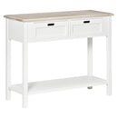 Console Table with 2 Drawers and Storage Shelf, Vintage Distressed Sofa Table for Hallway, Living Room, Bedroom, White w/ Shelf Hallway Room Bedroom