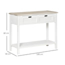 Console Table with 2 Drawers and Storage Shelf, Vintage Distressed Sofa Table for Hallway, Living Room, Bedroom, White w/ Shelf Hallway Room Bedroom