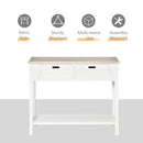 Console Table with 2 Drawers and Storage Shelf, Vintage Distressed Sofa Table for Hallway, Living Room, Bedroom, White w/ Shelf Hallway Room Bedroom