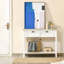 Console Table with 2 Drawers and Storage Shelf, Vintage Distressed Sofa Table for Hallway, Living Room, Bedroom, White w/ Shelf Hallway Room Bedroom