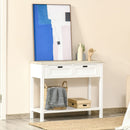 Console Table with 2 Drawers and Storage Shelf, Vintage Distressed Sofa Table for Hallway, Living Room, Bedroom, White w/ Shelf Hallway Room Bedroom