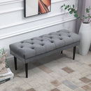Entryway Bench, Bed End Bench, Button Tufted Window Seat, Upholstered Accent Stool for Living Room, Bedroom, Hallway, Grey Seat