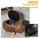 PU Leather Upholstered Cow Storage Stool Animal footstool Buffalo Cute Kids Decoration Wood Frame Legs w/Padding Lid Ottoman Furniture Brown