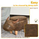 PU Leather Upholstered Cow Storage Stool Animal footstool Buffalo Cute Kids Decoration Wood Frame Legs w/Padding Lid Ottoman Furniture Brown