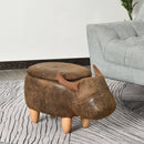 PU Leather Upholstered Cow Storage Stool Animal footstool Buffalo Cute Kids Decoration Wood Frame Legs w/Padding Lid Ottoman Furniture Brown