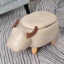 PU Leather Upholstered Cow Storage Stool Ivory