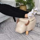 PU Leather Upholstered Cow Storage Stool Ivory