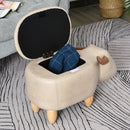 PU Leather Upholstered Cow Storage Stool Ivory