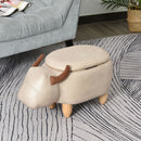 PU Leather Upholstered Cow Storage Stool Ivory