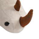 Polyester Upholstered Rhino Storage Stool Cute Decoration Footrest Wood Frame Legs w/ Padding Lid Ottoman Animal Furniture, 36H x 70L x 35Wcm-Cream