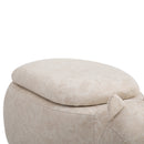 Polyester Upholstered Rhino Storage Stool Cute Decoration Footrest Wood Frame Legs w/ Padding Lid Ottoman Animal Furniture, 36H x 70L x 35Wcm-Cream