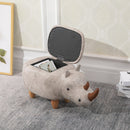 Polyester Upholstered Rhino Storage Stool Grey