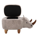 Polyester Upholstered Rhino Storage Stool Grey
