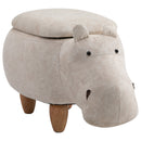 Polyester Upholstered Hippo Storage Stool - Cream/White