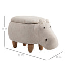 Polyester Upholstered Hippo Storage Stool - Cream/White