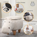 Polyester Upholstered Hippo Storage Stool - Cream/White