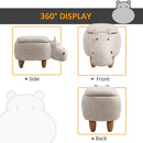 Polyester Upholstered Hippo Storage Stool - Cream/White