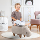 Polyester Upholstered Hippo Storage Stool - Cream/White