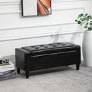 PU Leather Upholstered Lift-Top Tufted Ottoman Black