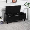 PU Leather Upholstered Lift-Top Tufted Ottoman Black