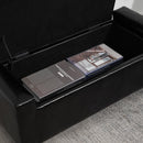 PU Leather Upholstered Lift-Top Tufted Ottoman Black