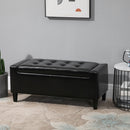 PU Leather Upholstered Lift-Top Tufted Ottoman Black