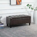 PU Leather Upholstered Lift-Top Tufted Ottoman - Brown