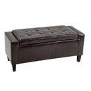 PU Leather Upholstered Lift-Top Tufted Ottoman - Brown