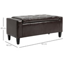 PU Leather Upholstered Lift-Top Tufted Ottoman - Brown