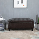 PU Leather Upholstered Lift-Top Tufted Ottoman - Brown