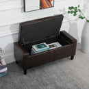 PU Leather Upholstered Lift-Top Tufted Ottoman - Brown