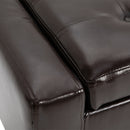 PU Leather Upholstered Lift-Top Tufted Ottoman - Brown