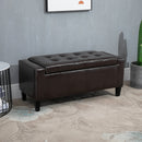 PU Leather Upholstered Lift-Top Tufted Ottoman - Brown