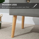 Faux Velvet Tufted Ottoman Trunk w/ Wooden Legs Grey